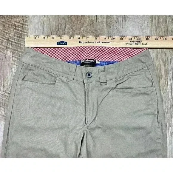 Betabrand Womens 27 Reflective Lined Roll Cuffs Work Pants Khaki Tan Straight - Picture 8 of 8